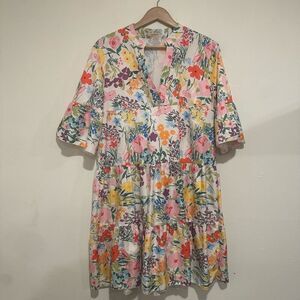Sunday Up Floral Vneck Dress Mini Size Small Easter Spring Tiered